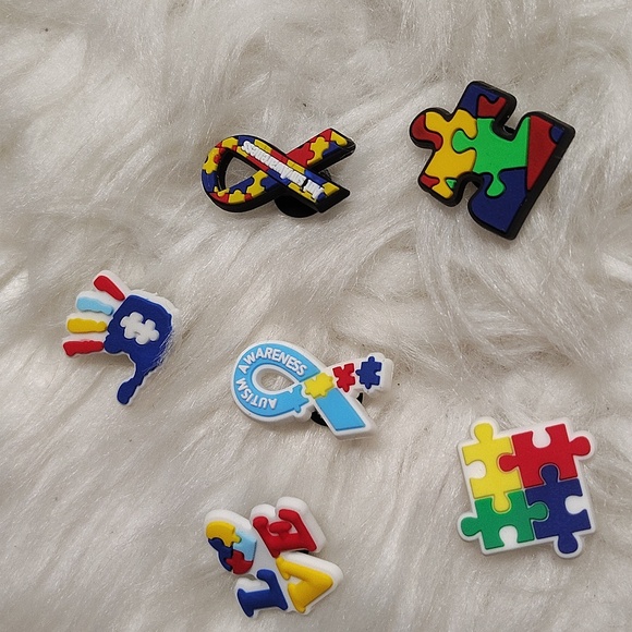 Set of 6 Autism Awareness Appreciation Shoe Charms NEW IN PACKAGE - Picture 1 of 3